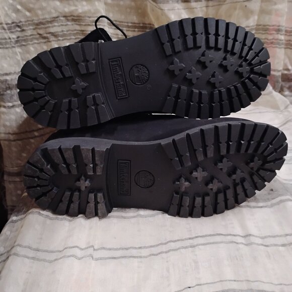 Women's Timberland Black Nubuck Fleece Fold Down Work Boot - Picture 7 of 10